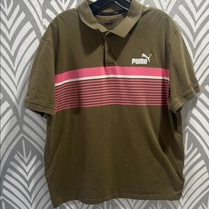 Puma Men's Olive Green Polo Shirt